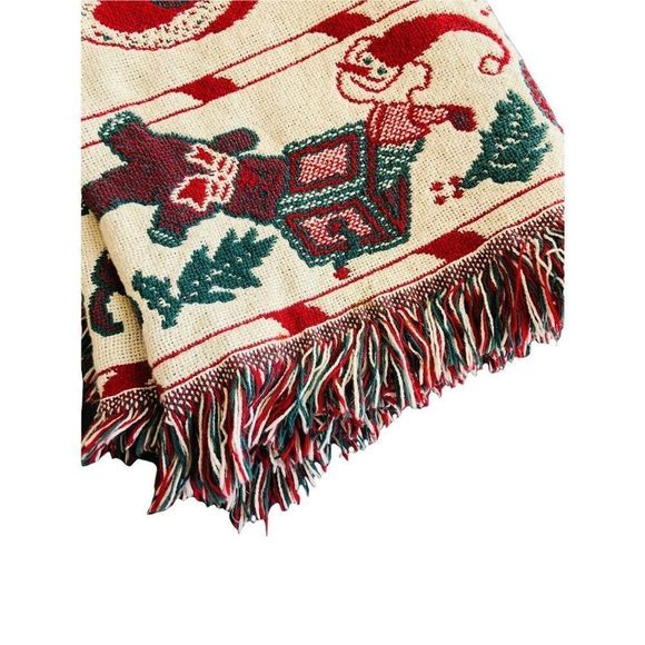 Tapestry Christmas holiday throw blanket afghan 32" x 52" - Picture 4 of 4